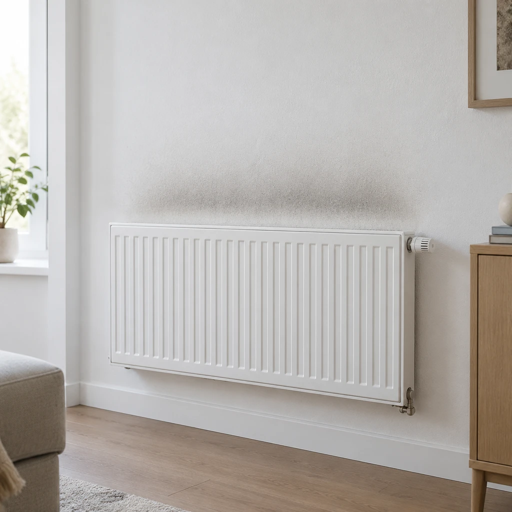 سیاه شدن و دوده زدن گچ و کاغذ دیواری بالای رادیاتور شوفاژ